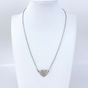 Vintage MSCO Sterling Silver 925 & 10K Heart Pendant Necklace 18"